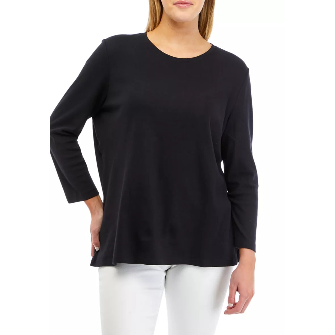 Nwt Kim Rogers 3/4 Sleeve Solid Black T-Shirt Women's Size Ps Petite Small